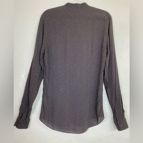 Reiss Black & Red Polka Dot Roses Slim Fit Long Sleeve Shirt Small Boho Goth Y2K - Picture 2 of 9